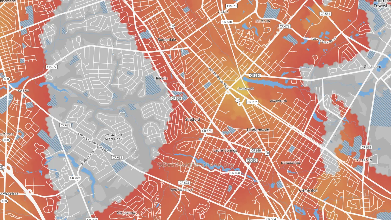 Transit Grade map of 08084, NJ