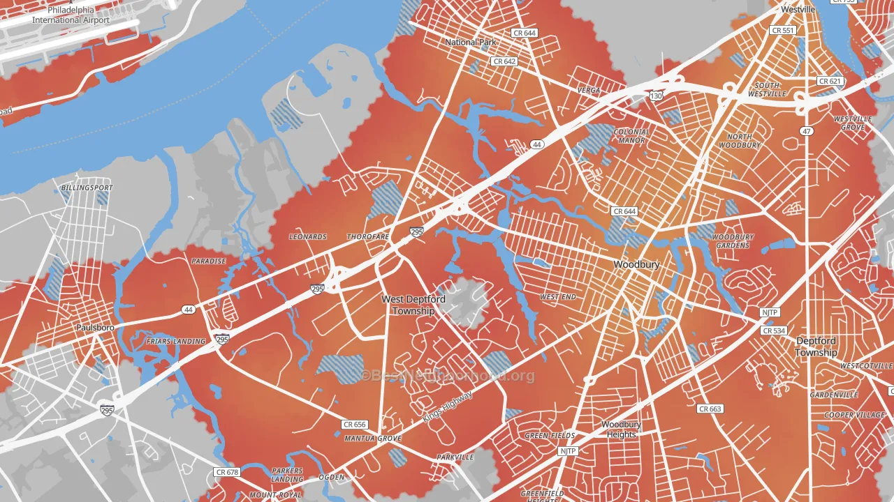 Transit Grade map of 08086, NJ