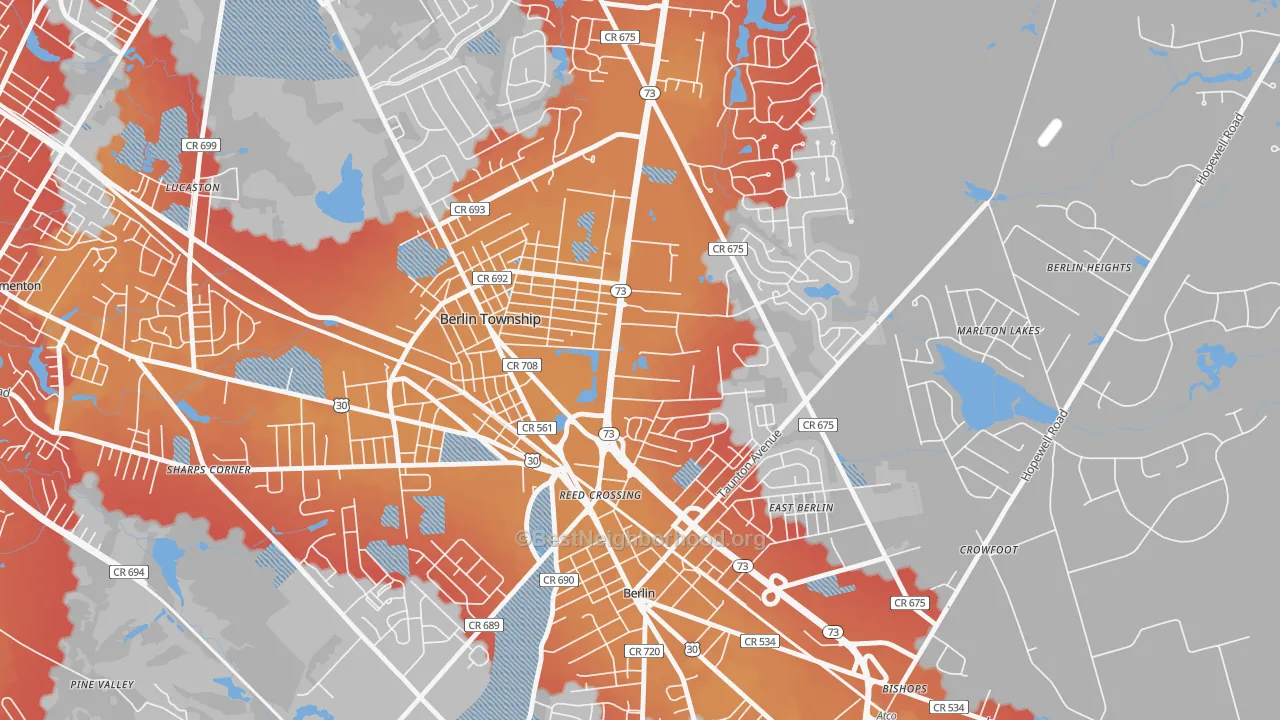 Transit Grade map of 08091, NJ