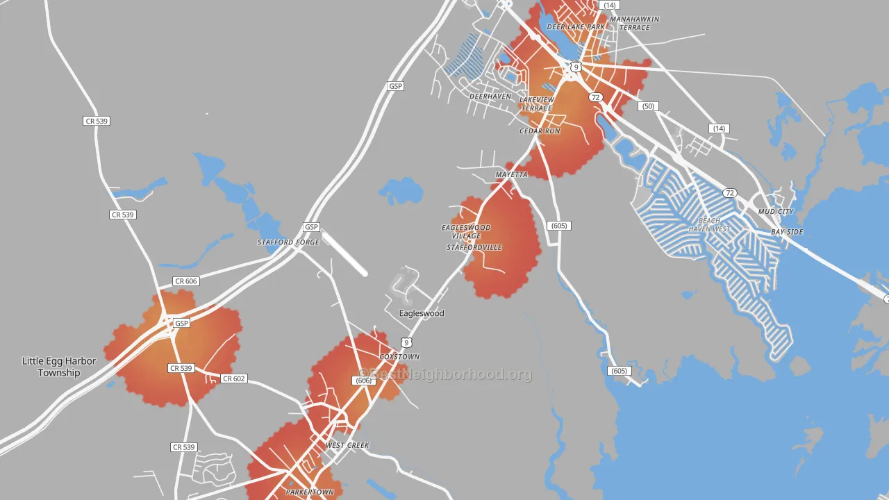 Transit Grade map of 08092, NJ