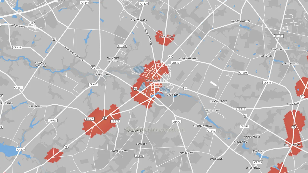 Transit Grade map of 08098, NJ