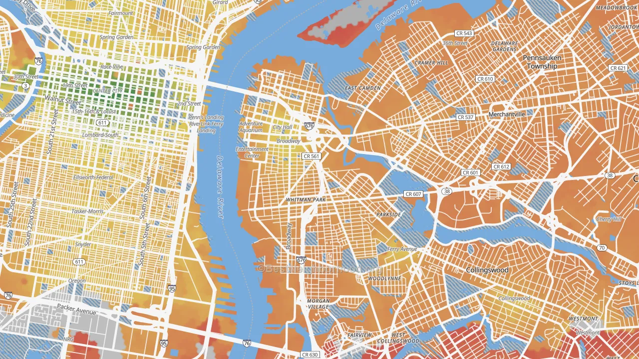 Transit Grade map of 08103, NJ