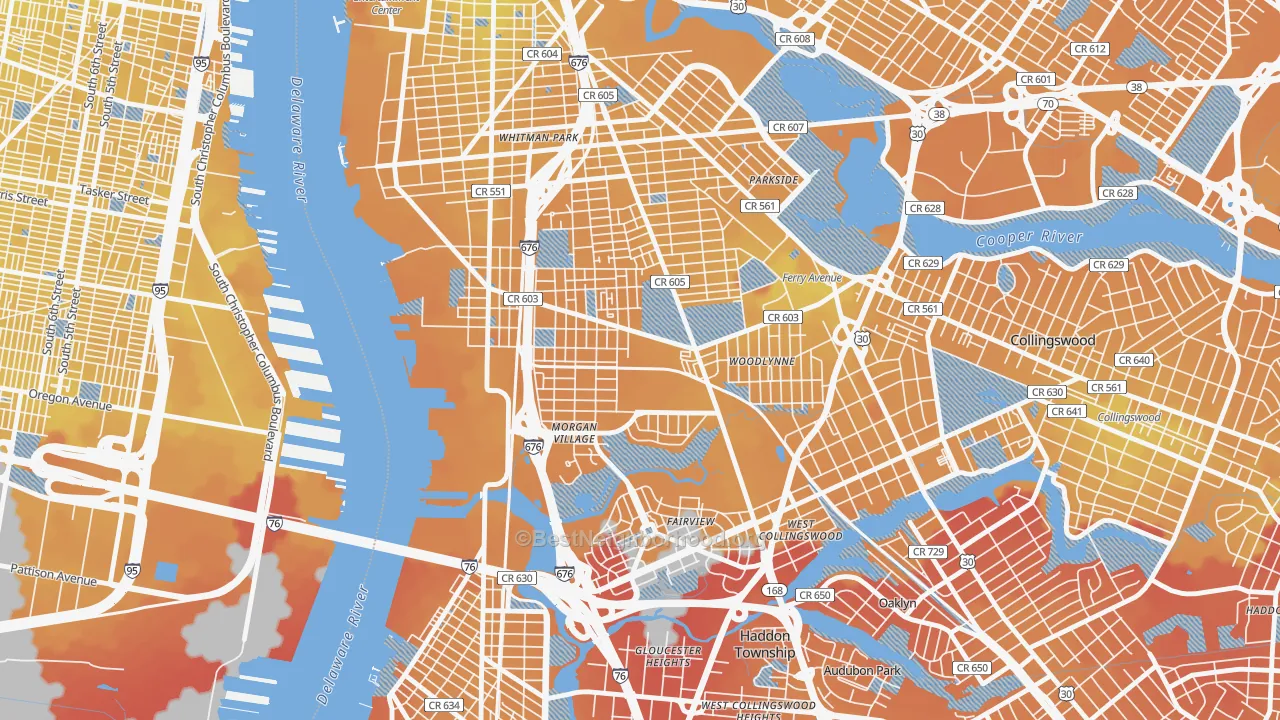 Transit Grade map of 08104, NJ