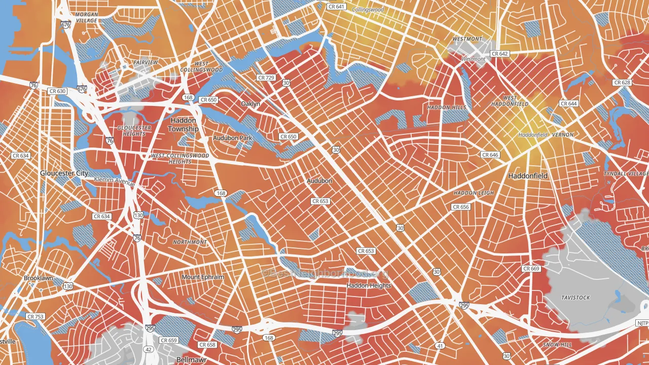 Transit Grade map of 08106, NJ