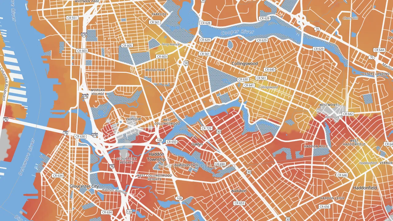 Transit Grade map of 08107, NJ