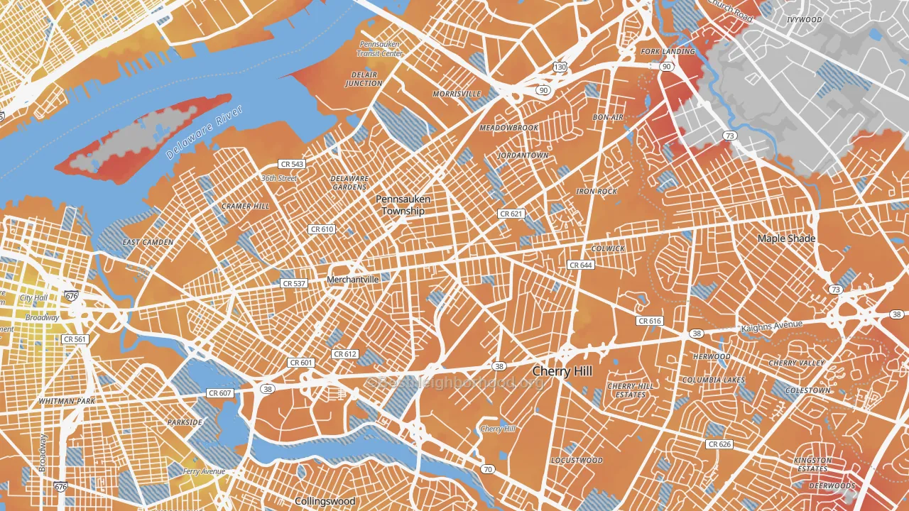 Transit Grade map of 08109, NJ