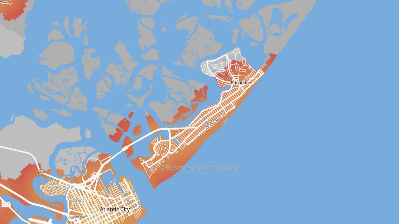Transit Grade map of 08203, NJ