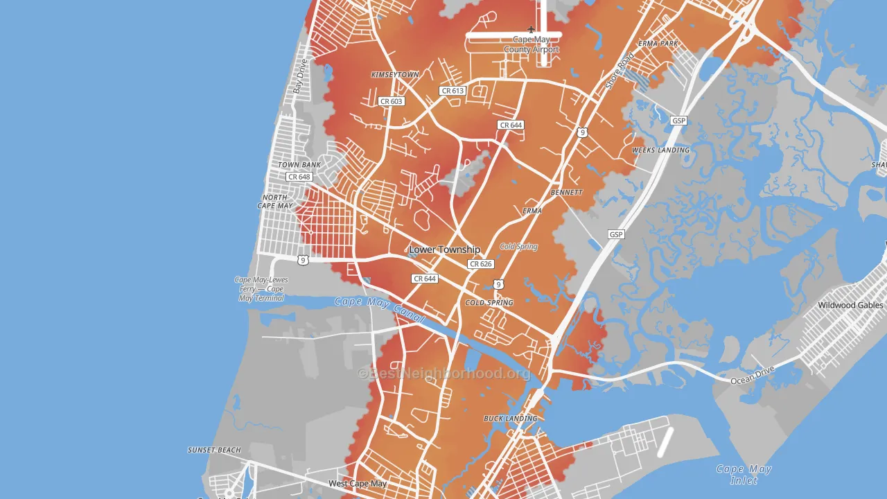 Transit Grade map of 08204, NJ
