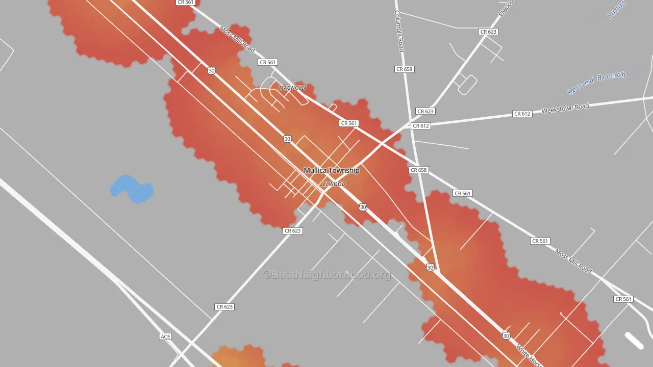 Transit Grade map of 08217, NJ