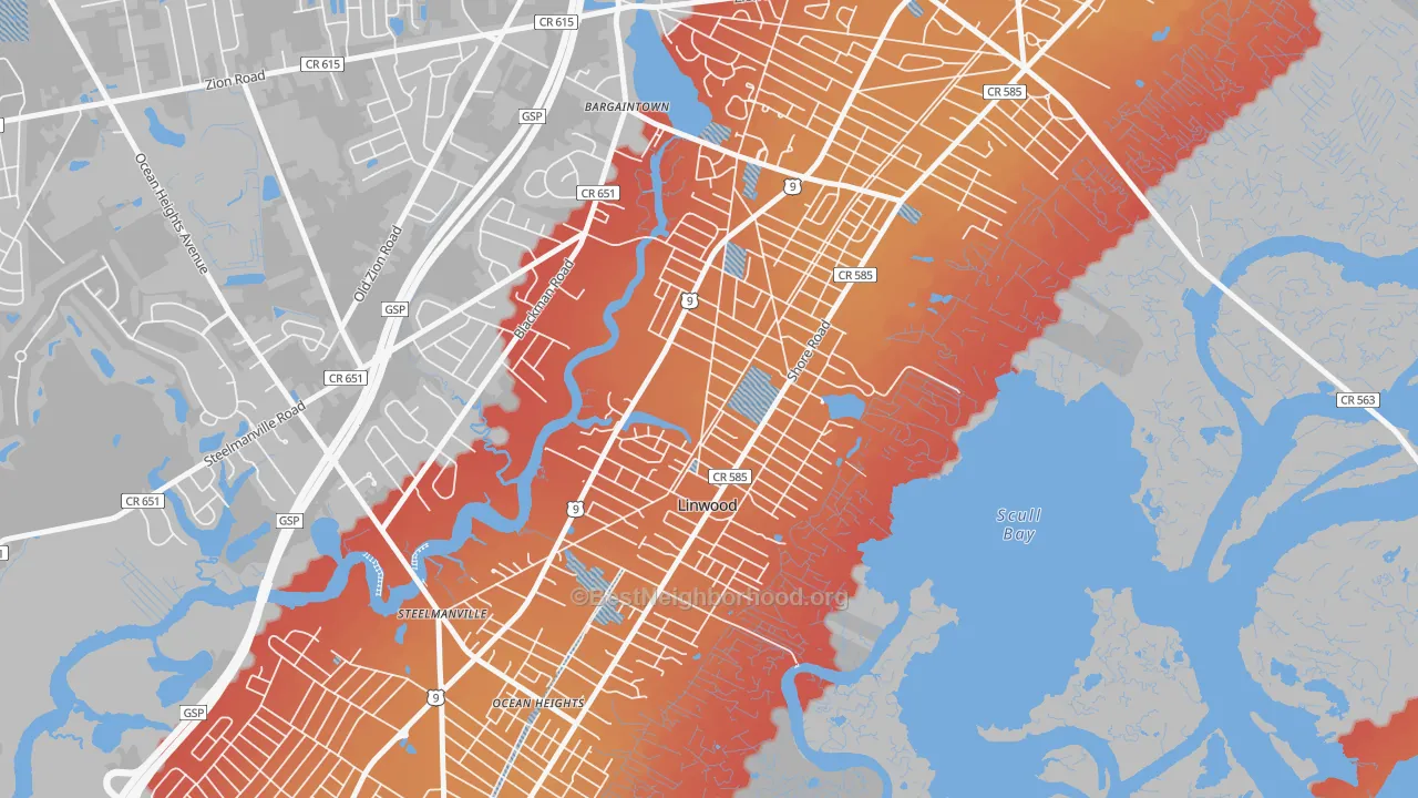 Transit Grade map of 08221, NJ