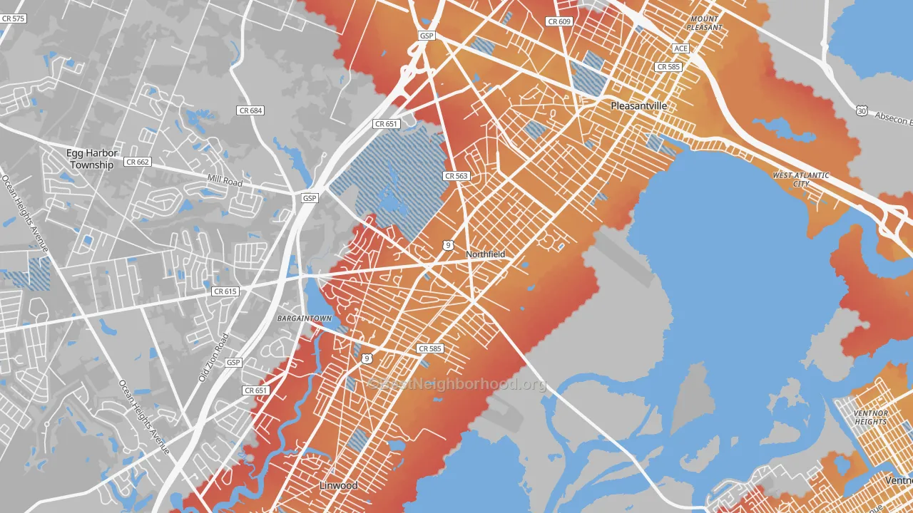 Transit Grade map of 08225, NJ