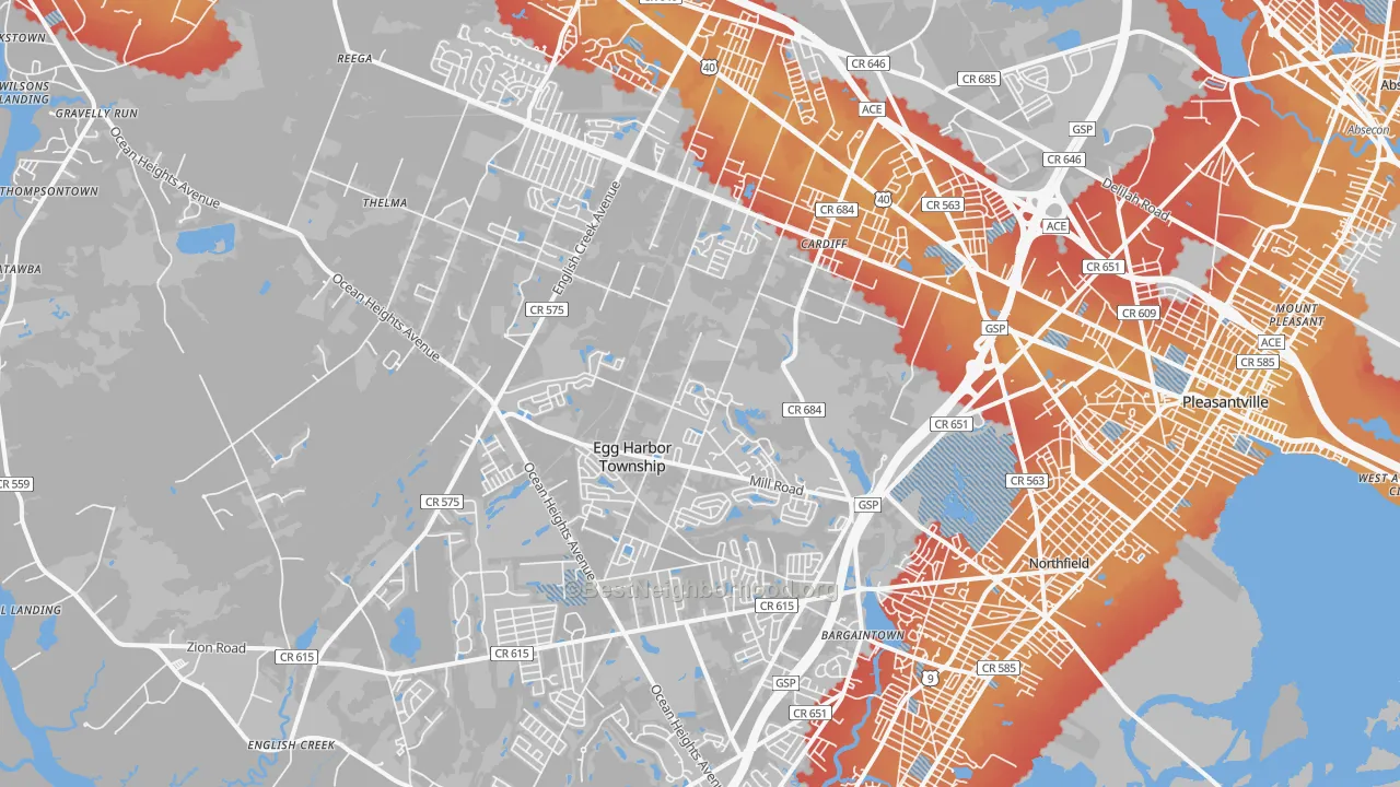 Transit Grade map of 08234, NJ