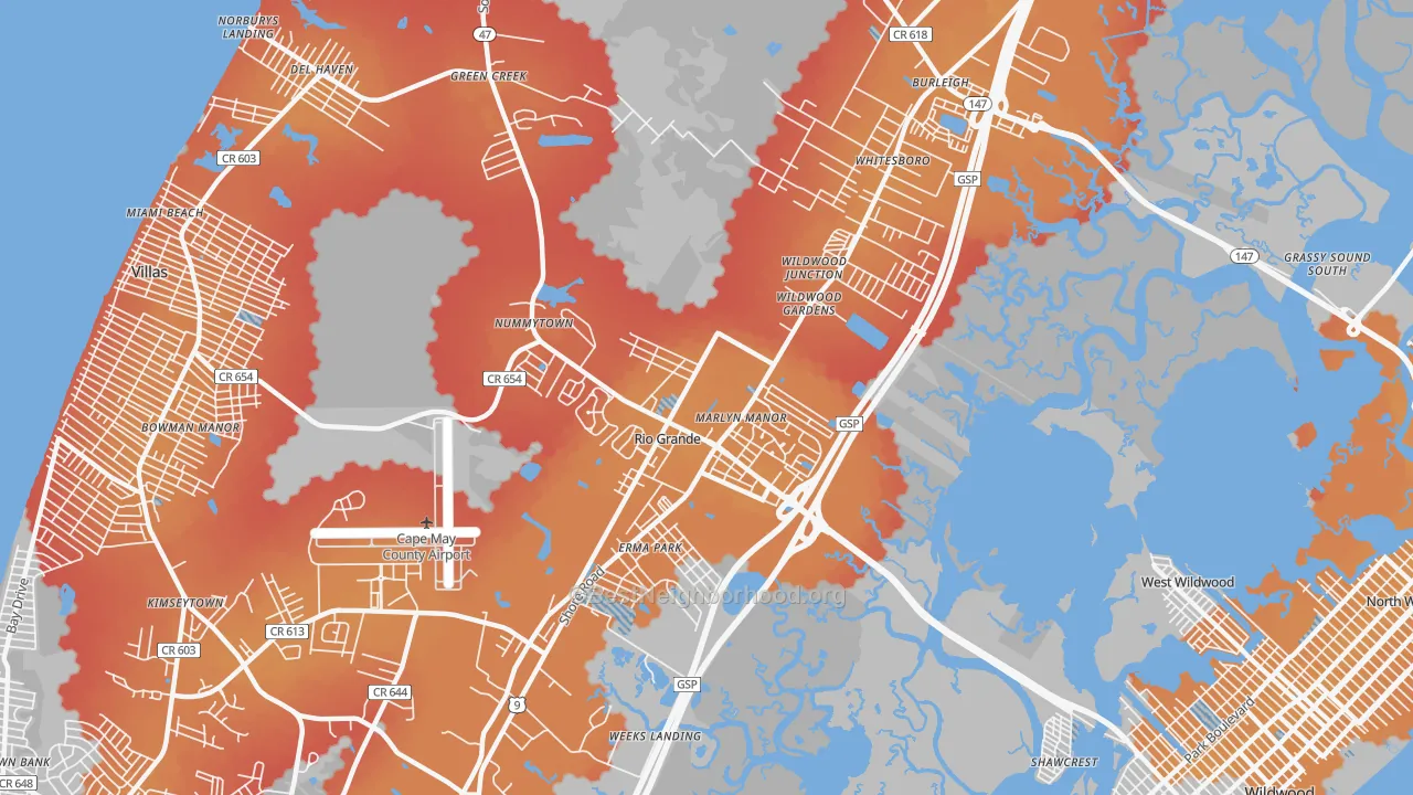 Transit Grade map of 08242, NJ