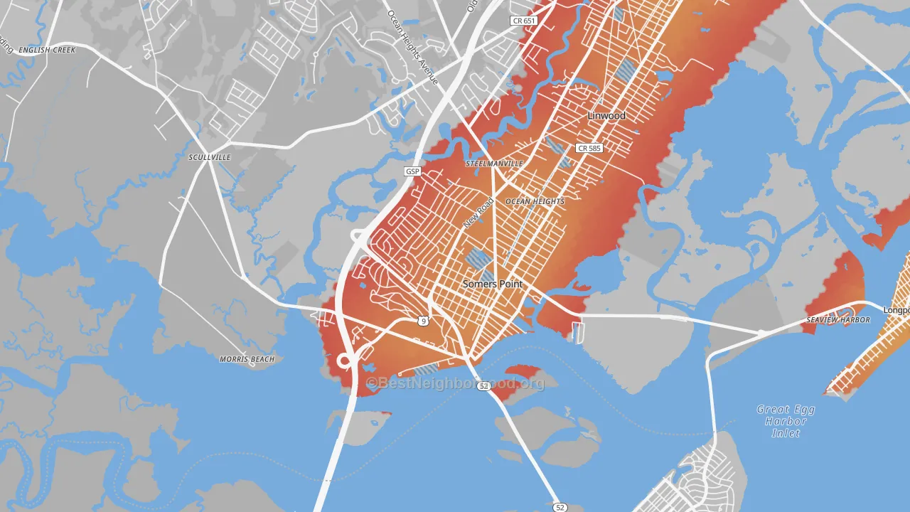 Transit Grade map of 08244, NJ