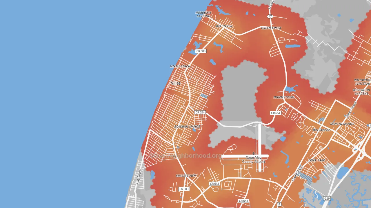 Transit Grade map of 08251, NJ