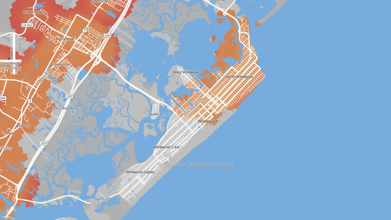 Transit Grade map of 08260, NJ