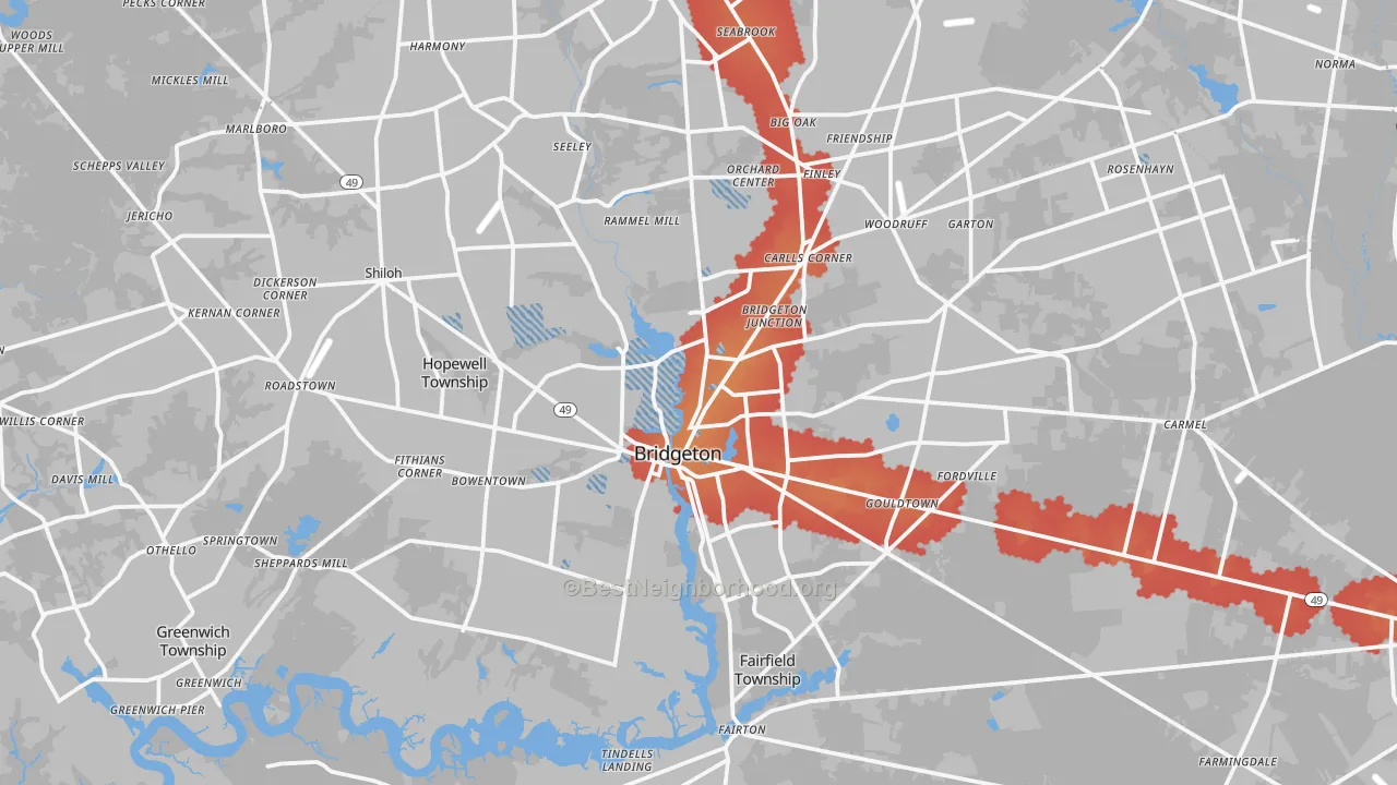 Transit Grade map of 08302, NJ