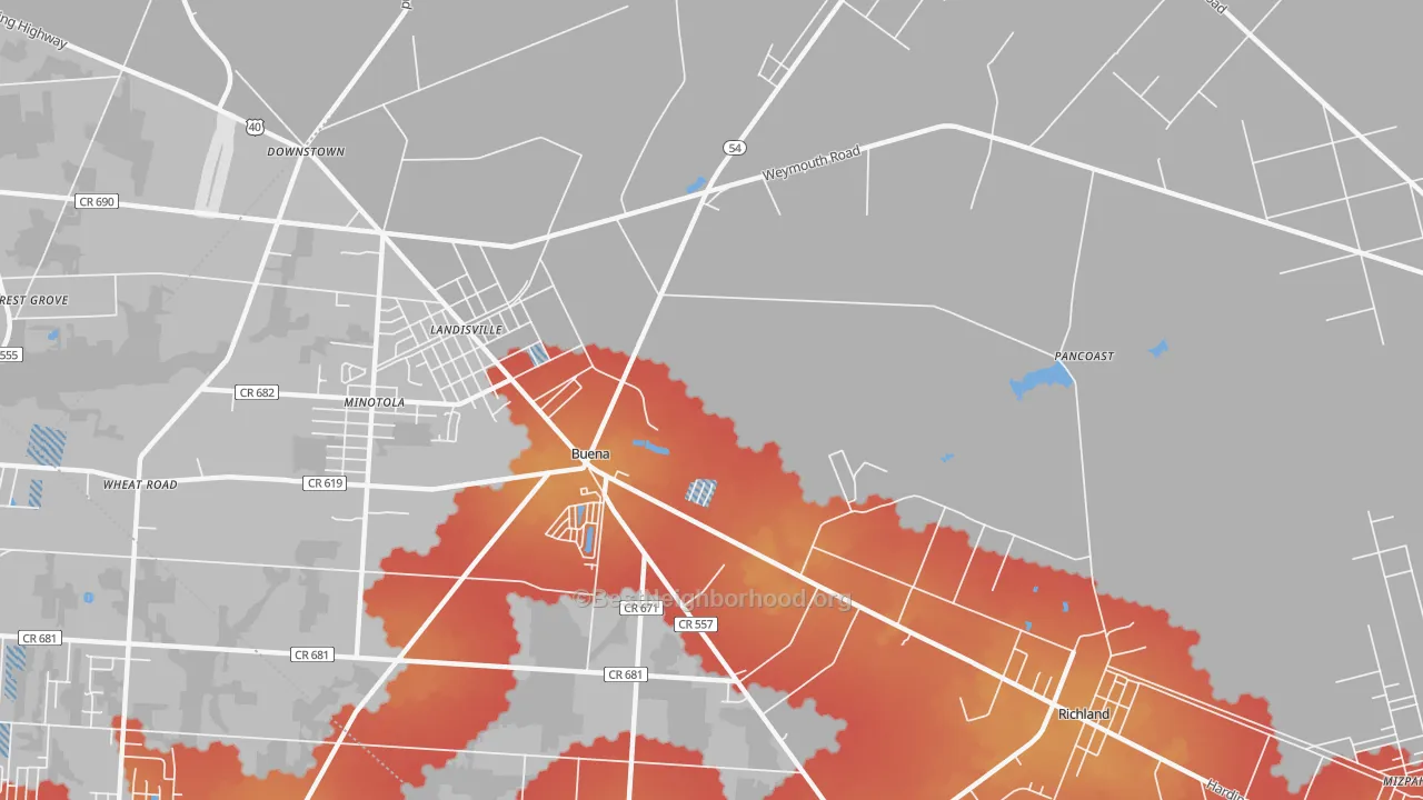 Transit Grade map of 08310, NJ