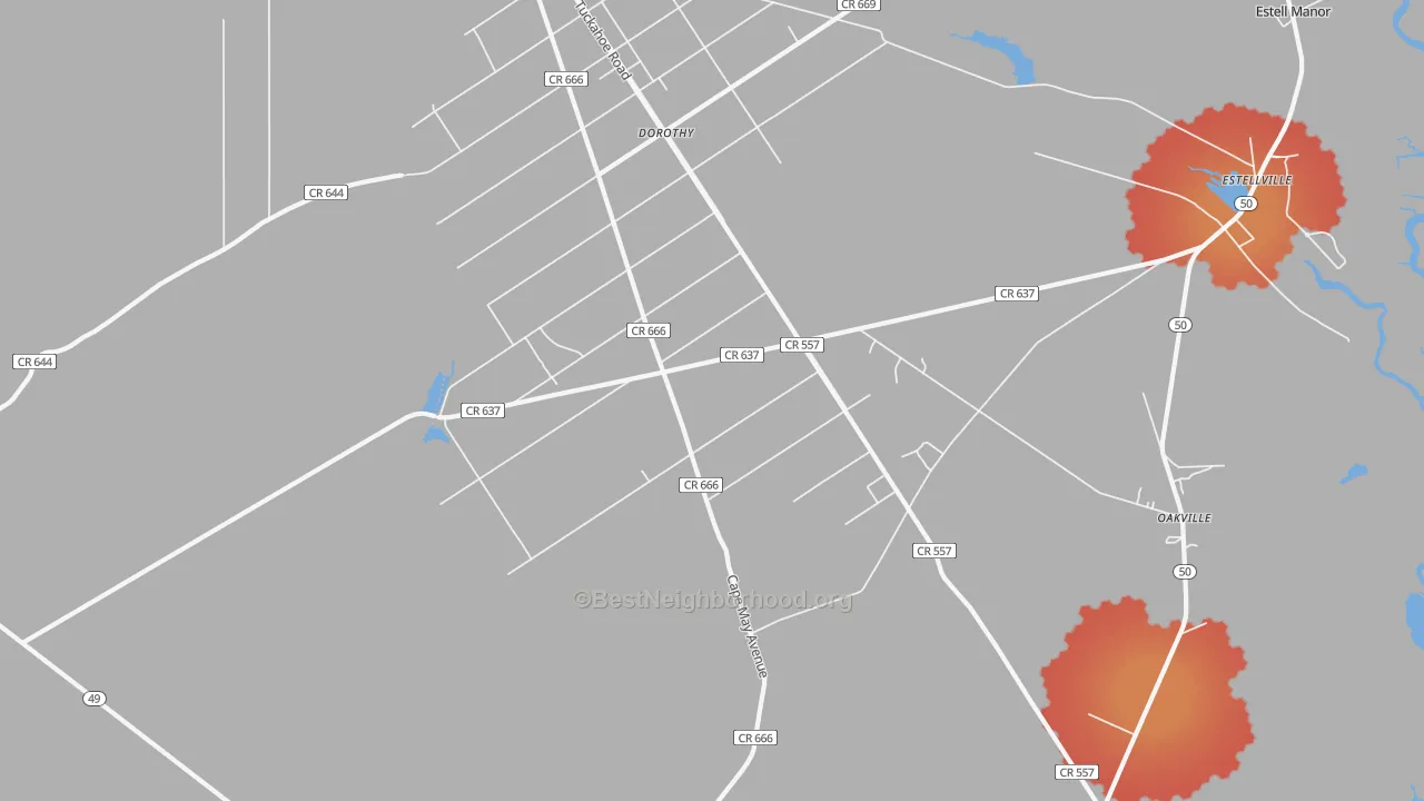 Transit Grade map of 08319, NJ