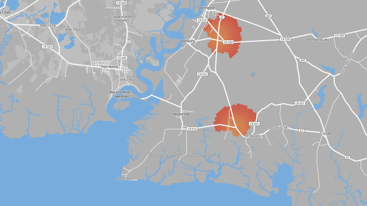 Transit Grade map of 08324, NJ