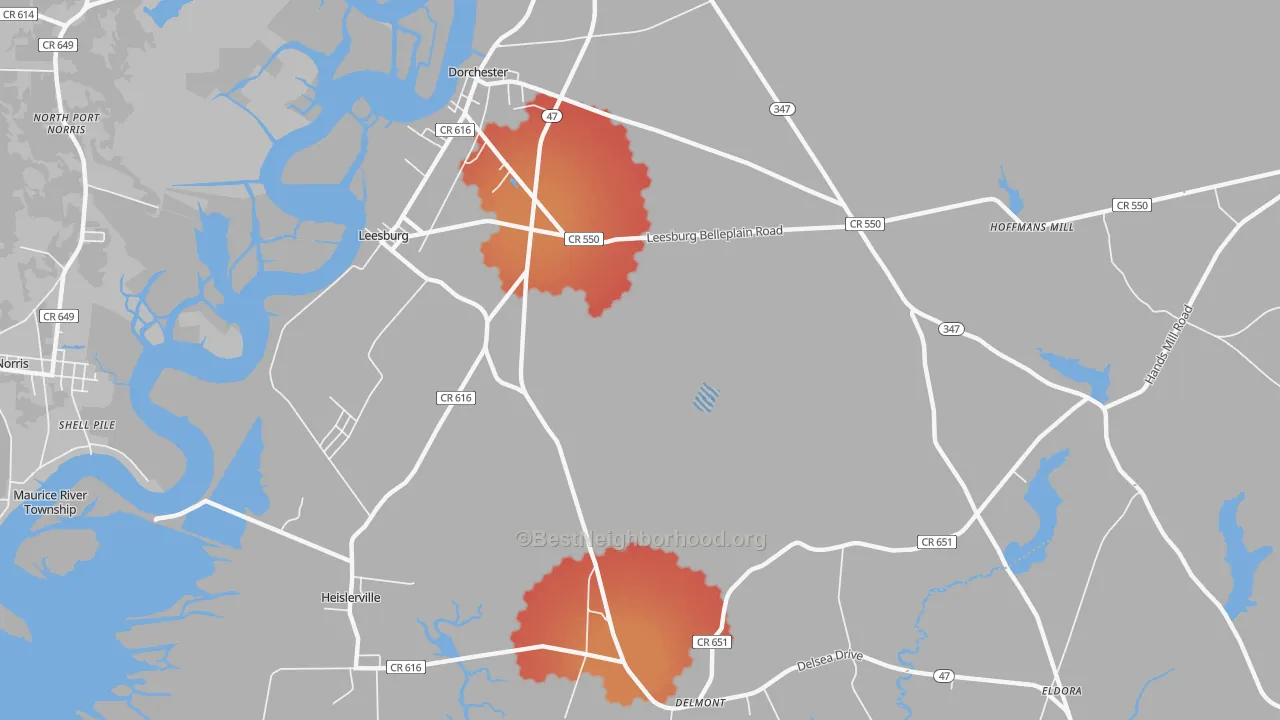 Transit Grade map of 08327, NJ