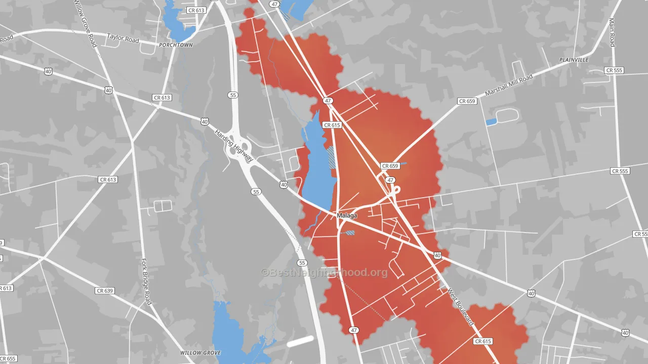 Transit Grade map of 08328, NJ