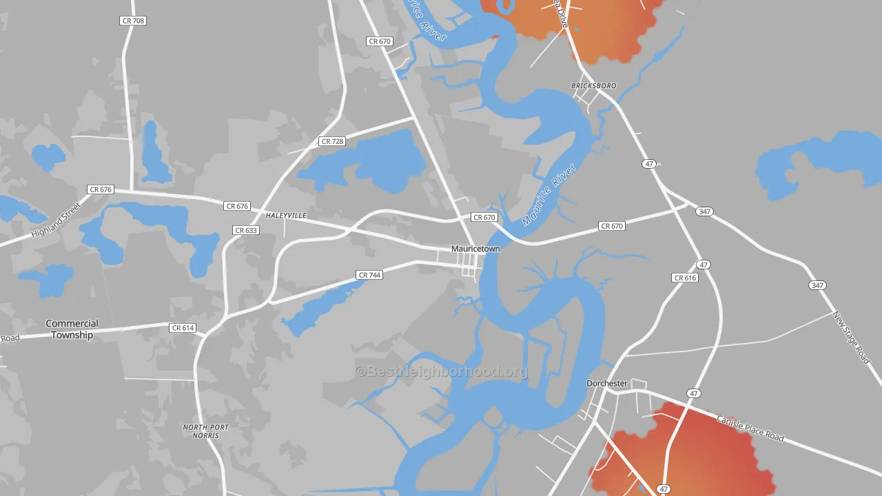 Transit Grade map of 08329, NJ