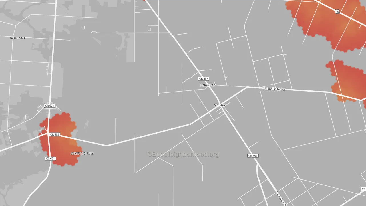 Transit Grade map of 08340, NJ