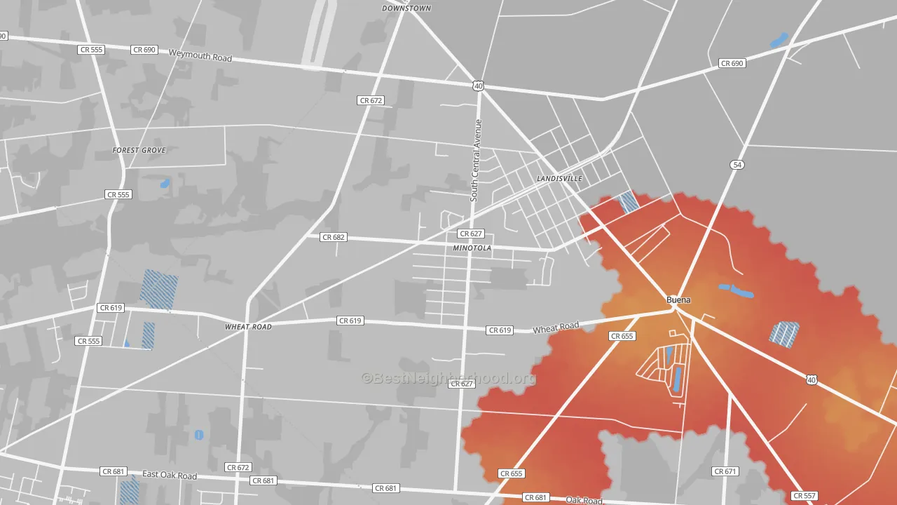 Transit Grade map of 08341, NJ