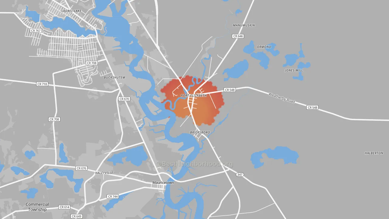 Transit Grade map of 08348, NJ