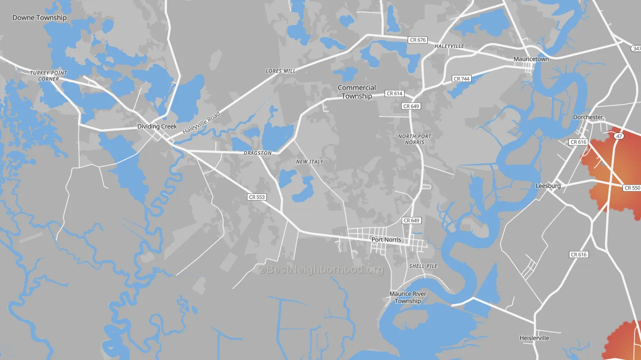 Transit Grade map of 08349, NJ