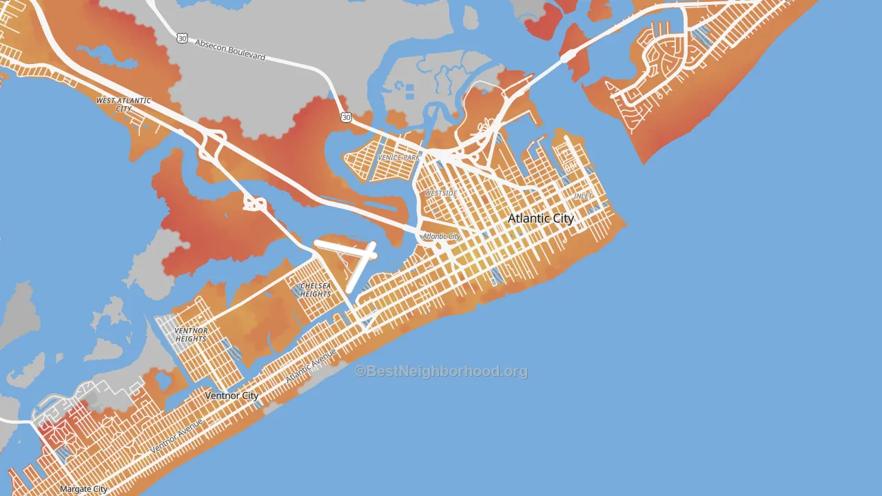 Transit Grade map of 08401, NJ