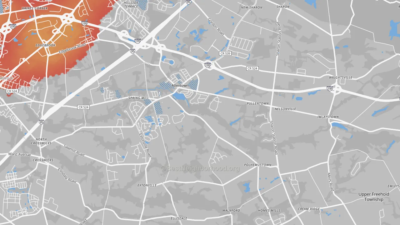 Transit Grade map of 08501, NJ