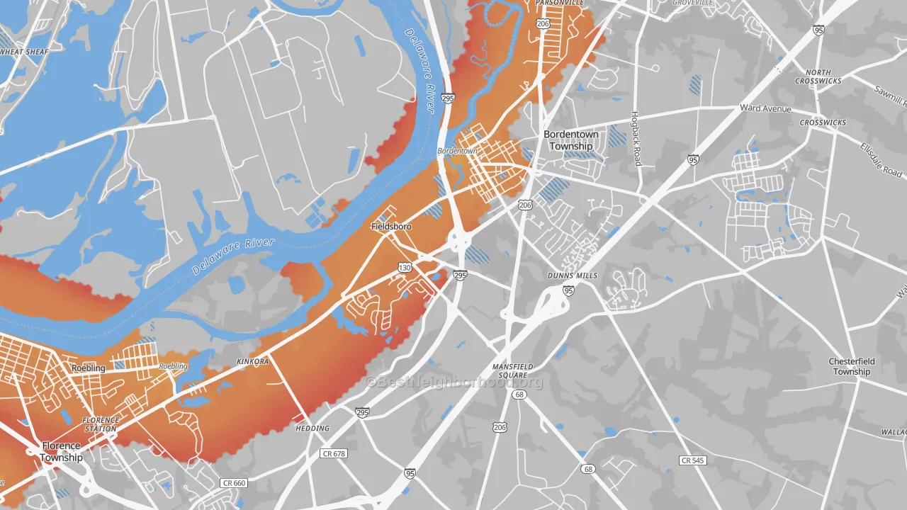 Transit Grade map of 08505, NJ