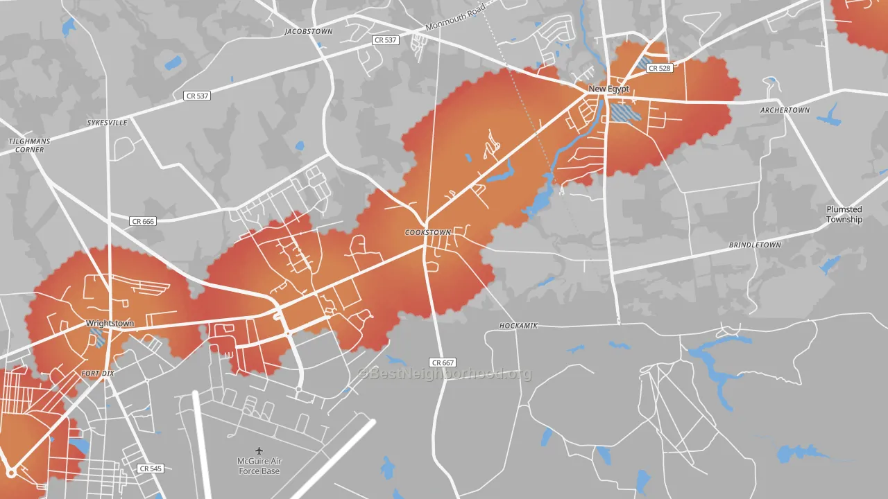 Transit Grade map of 08511, NJ