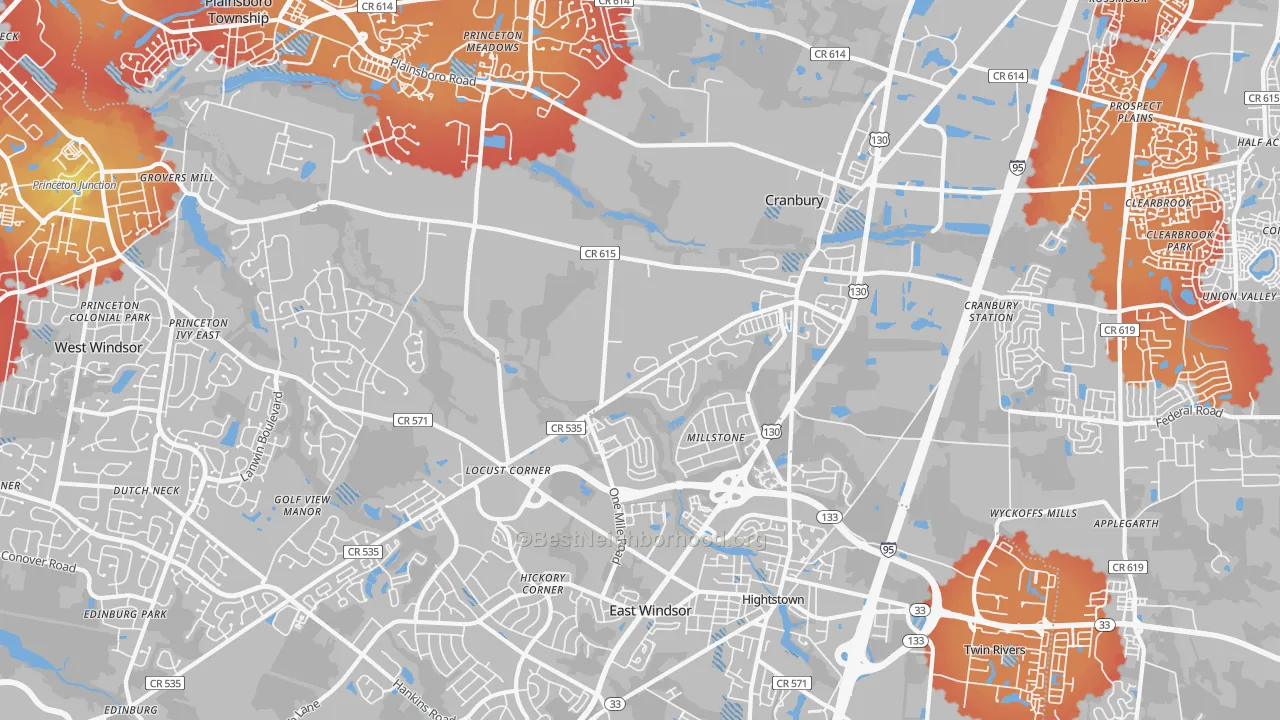Transit Grade map of 08512, NJ