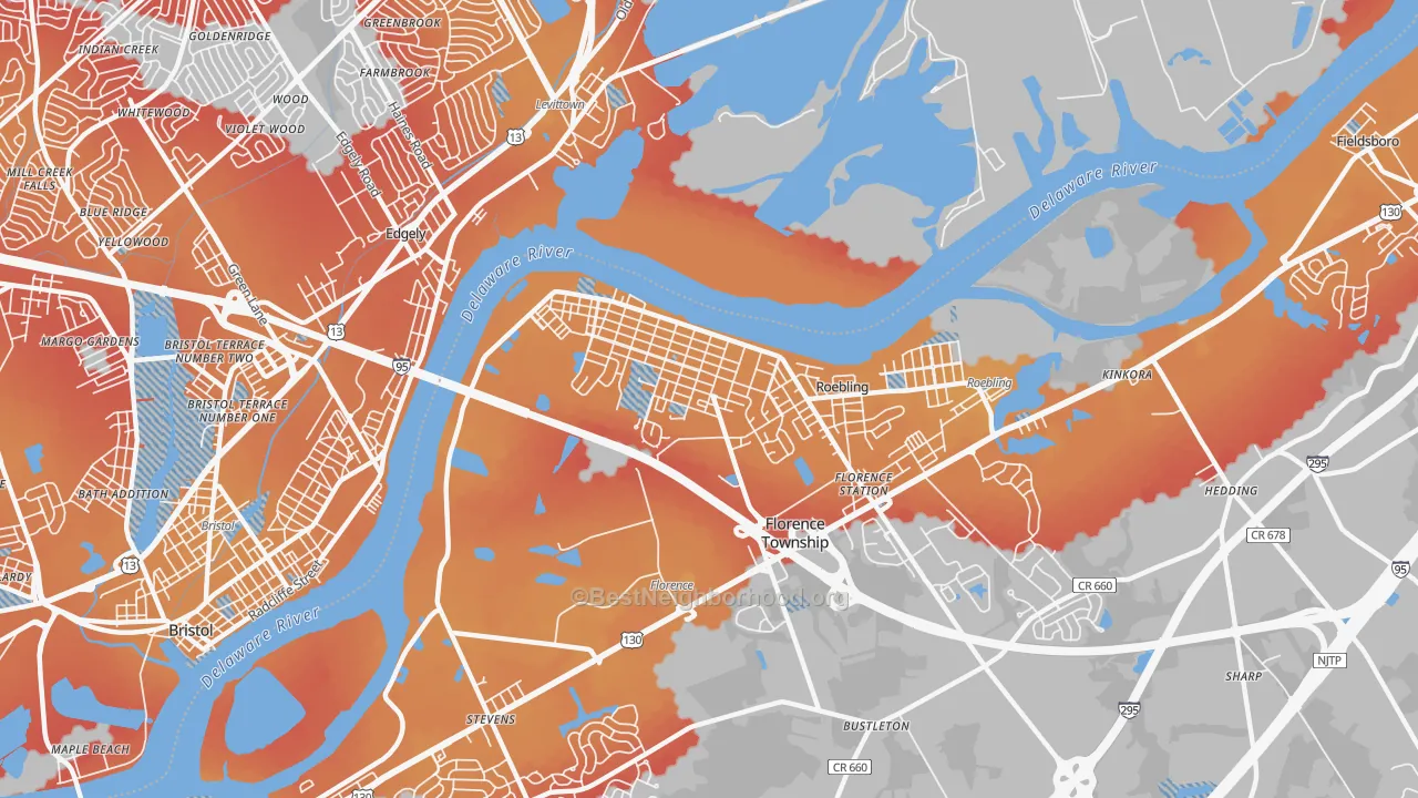 Transit Grade map of 08518, NJ