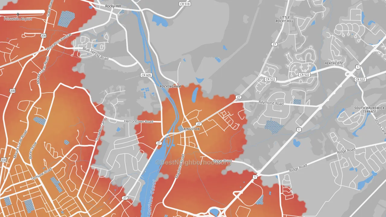 Transit Grade map of 08528, NJ