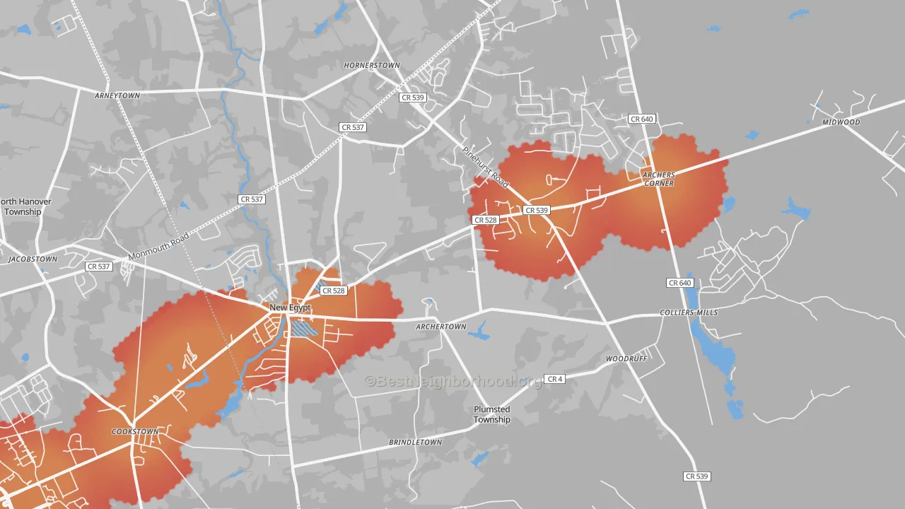 Transit Grade map of 08533, NJ