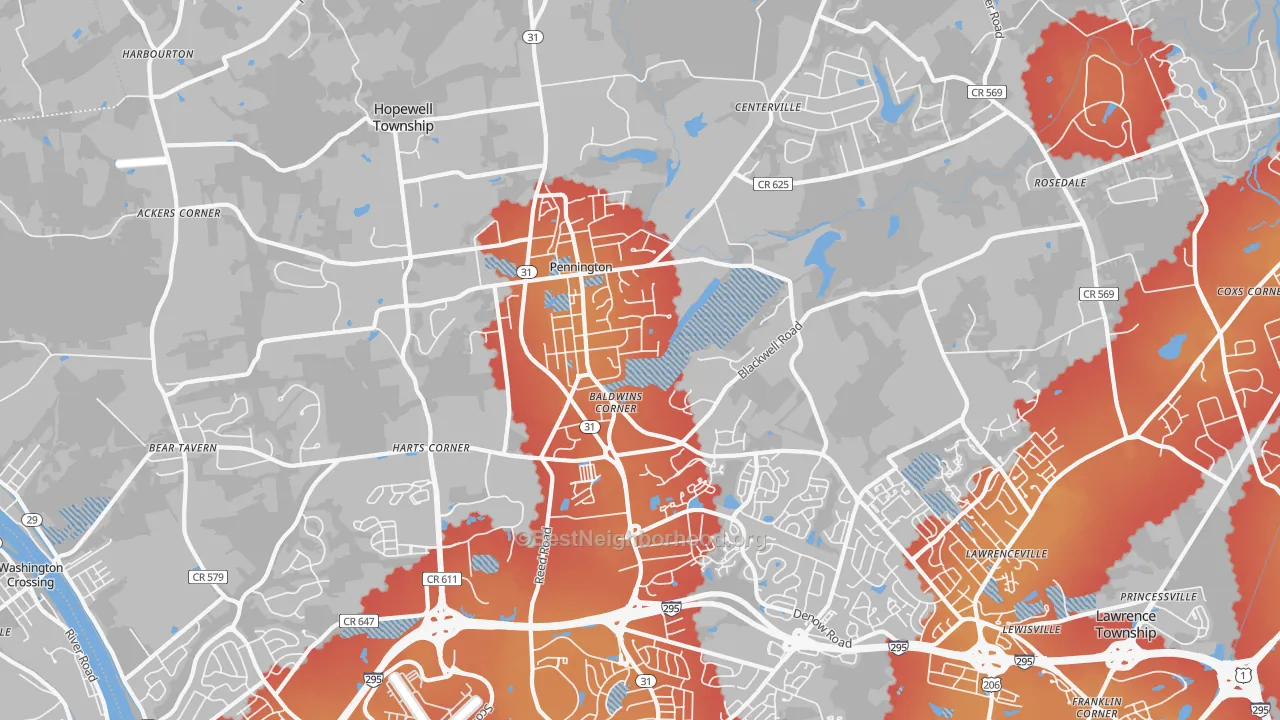 Transit Grade map of 08534, NJ
