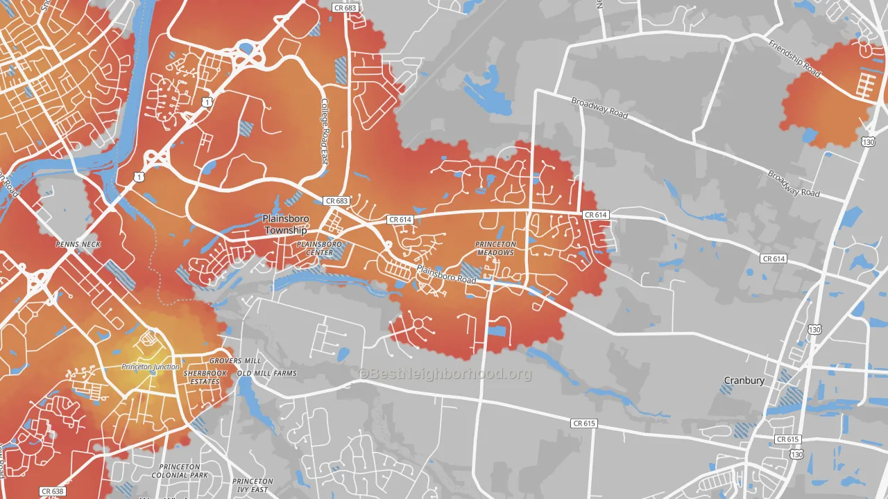 Transit Grade map of 08536, NJ