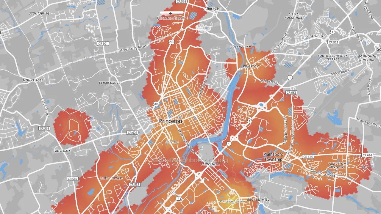 Transit Grade map of 08540, NJ