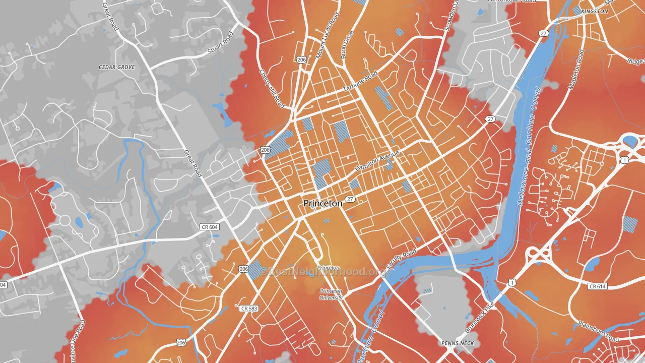 Transit Grade map of 08542, NJ