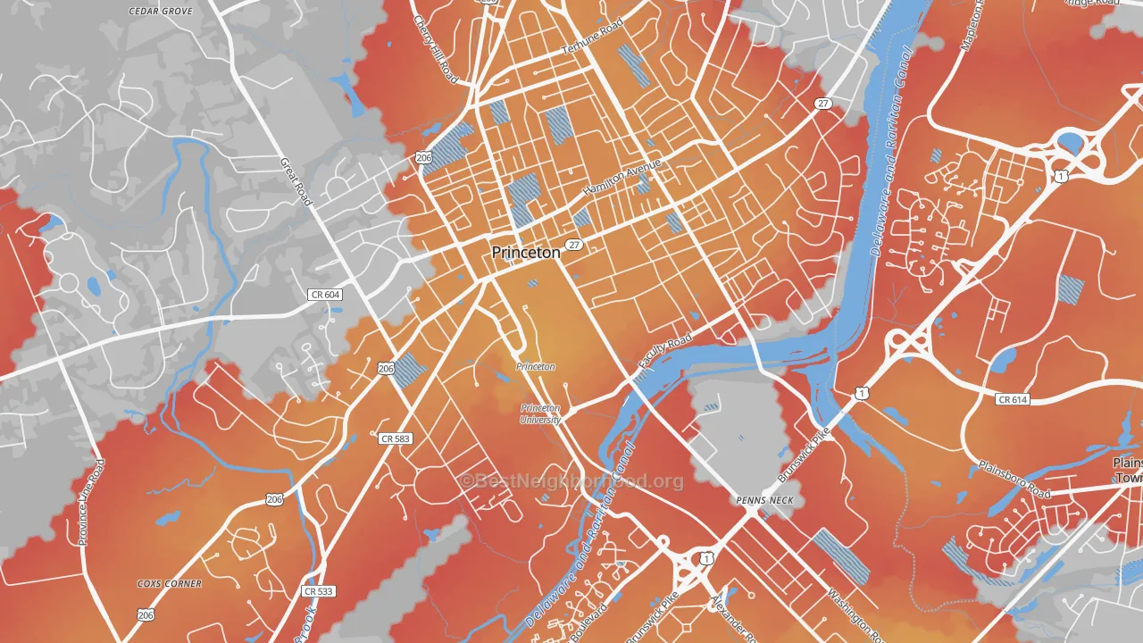 Transit Grade map of 08544, NJ