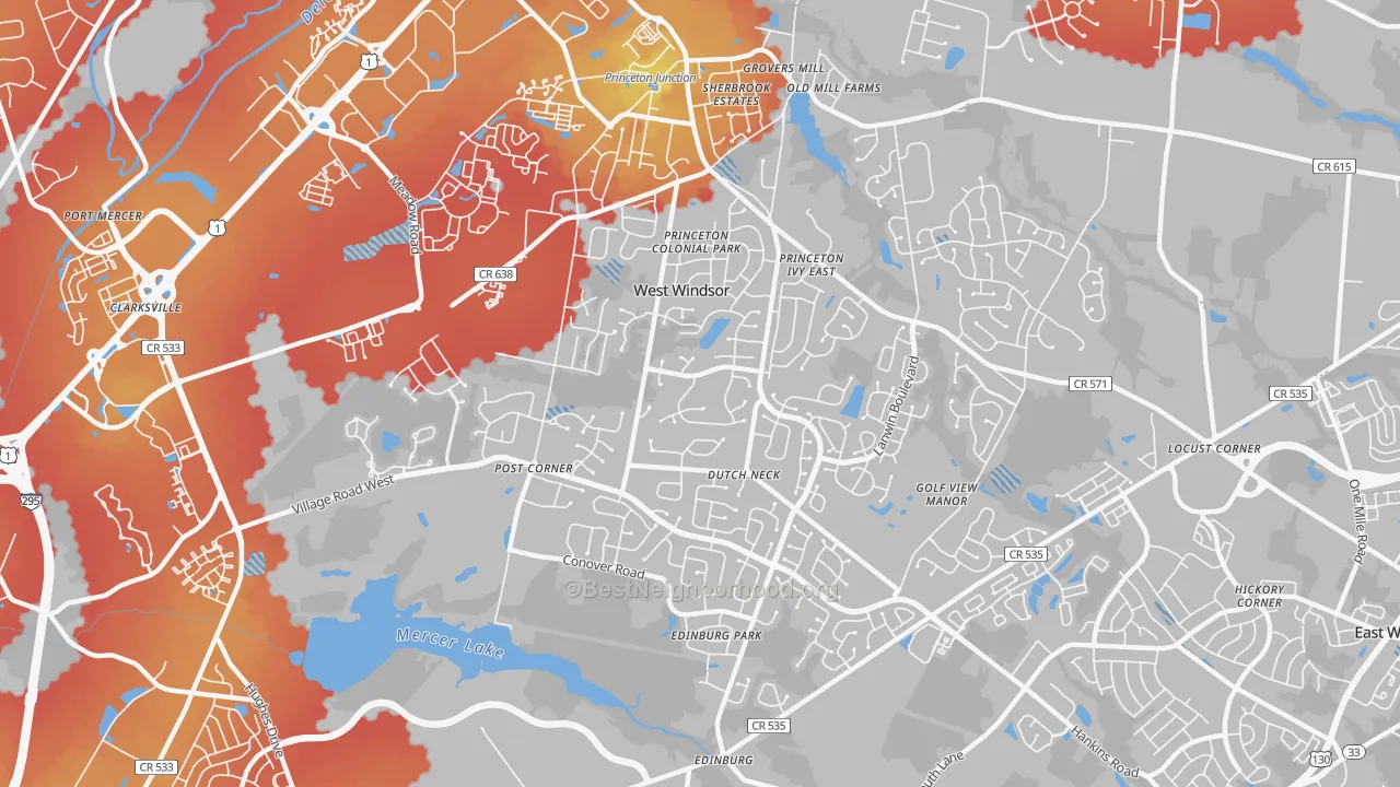 Transit Grade map of 08550, NJ