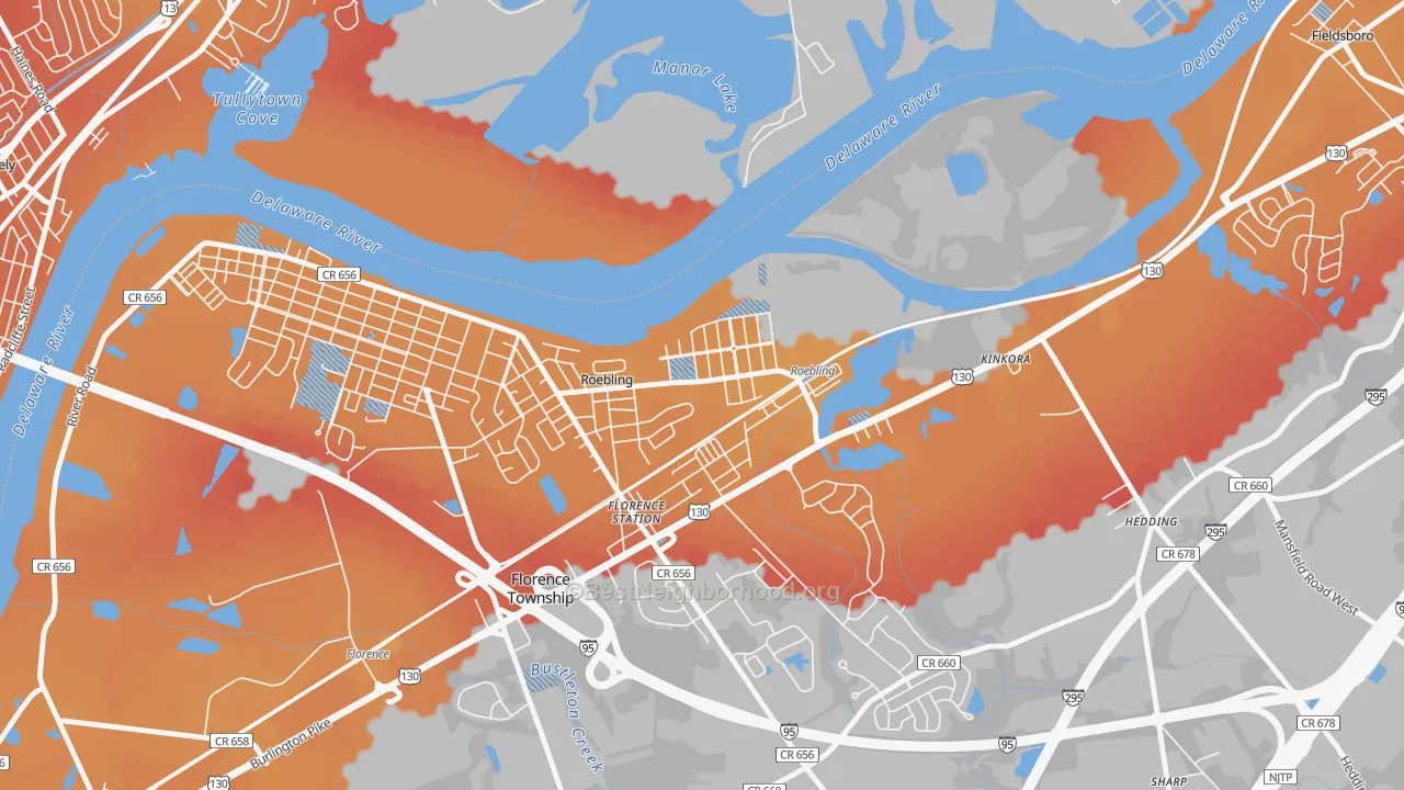 Transit Grade map of 08554, NJ