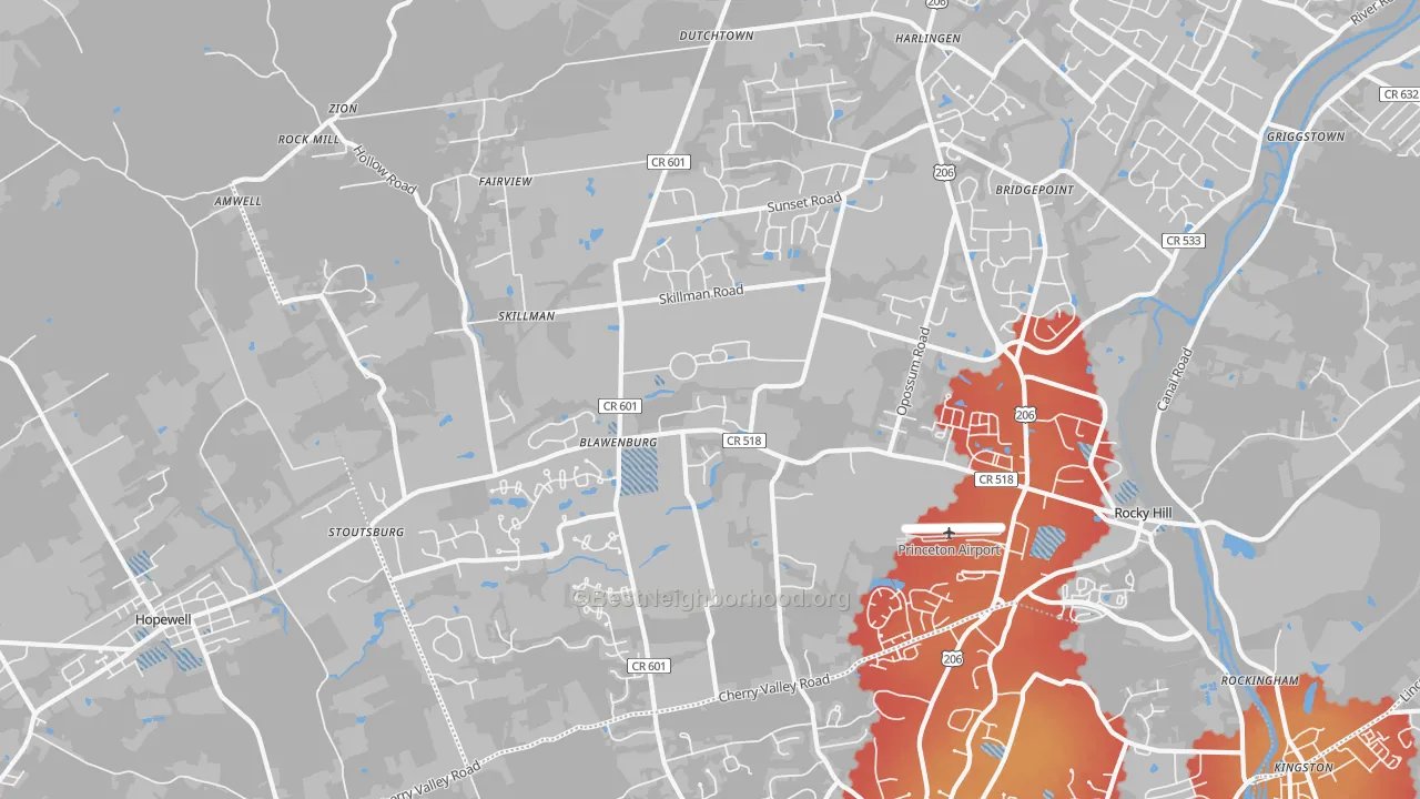 Transit Grade map of 08558, NJ