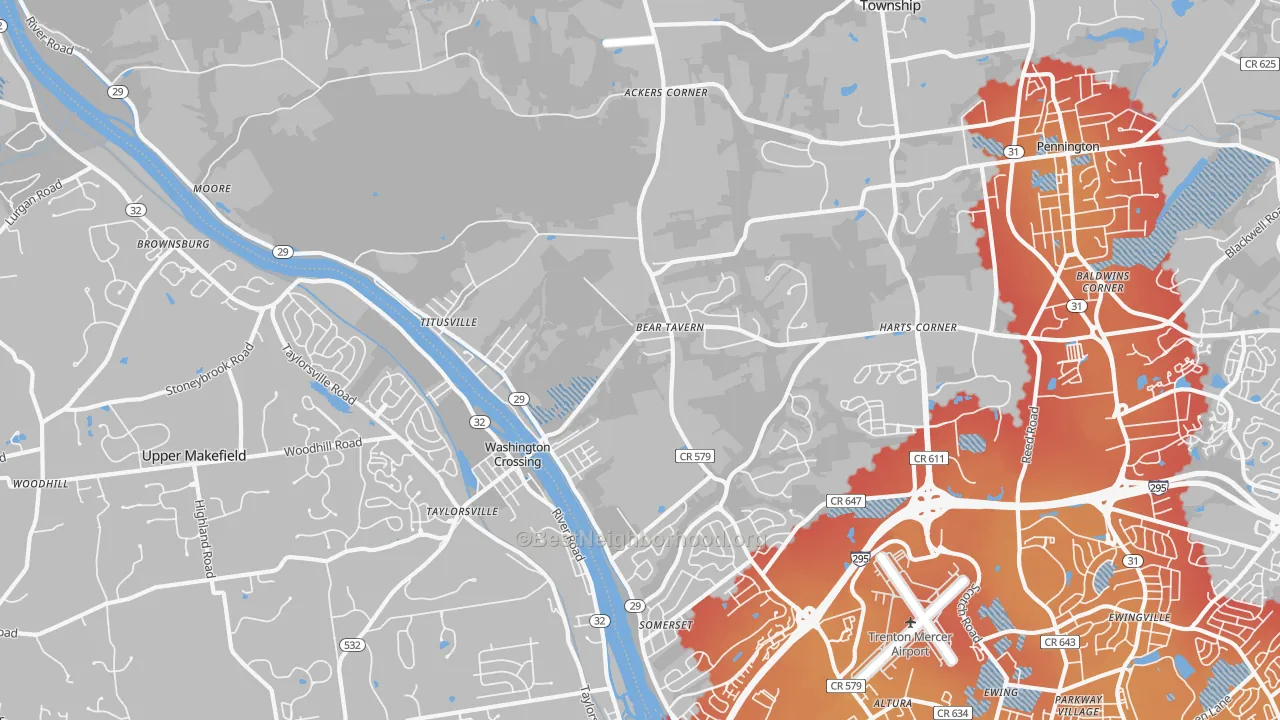 Transit Grade map of 08560, NJ