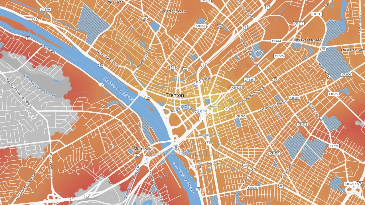 Transit Grade map of 08608, NJ