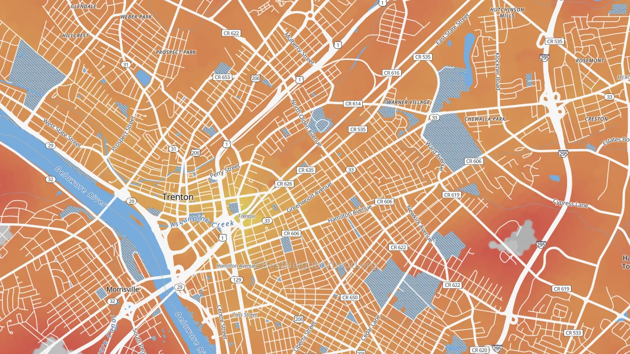 Transit Grade map of 08609, NJ